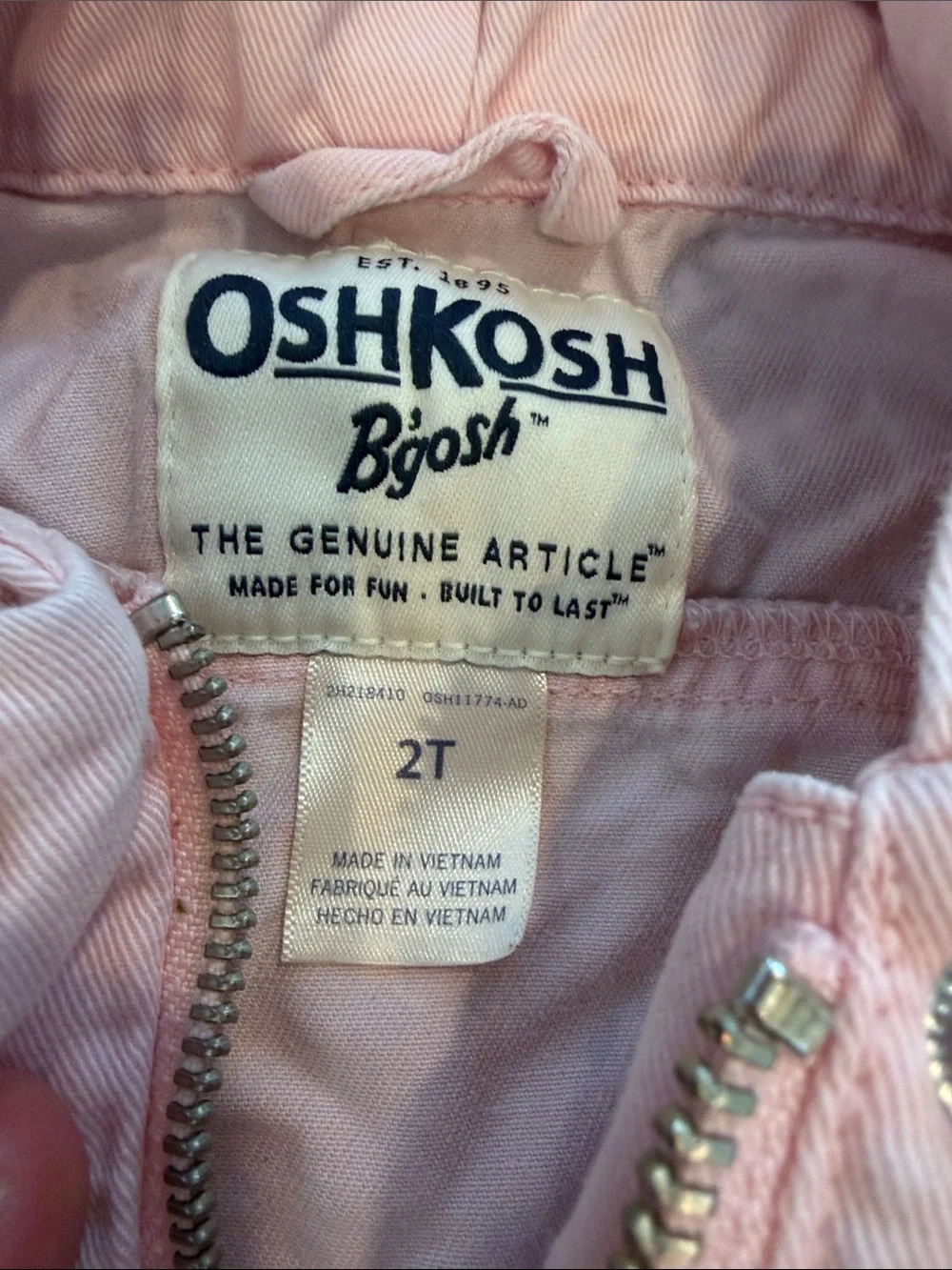 OshKosh B'gosh Pale Pink Hooded Girls Spring Jacket Size 2T - C11-612